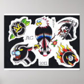 Tätowierung in der alten Schule durch Adam Caudill Poster (Vorne)