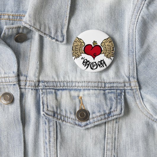 Tätowierung MAMA städtisches gekröntes Herz mit Button (Beispiel)