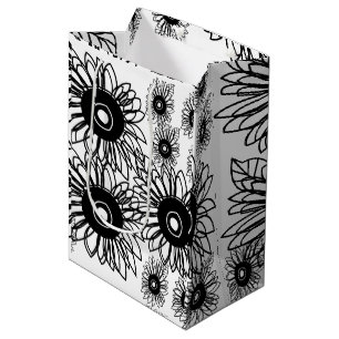 Tätowierung Sonnenblume Floral Schwarz Weiß Tätowi Mittlere Geschenktüte