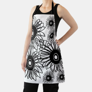 Tätowierung Sonnenblume Floral Schwarz Weiß Tätowi Schürze