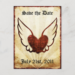 Tätowierung Winged Herz-Save the Date Postkarte