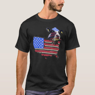 Tätowierungen Amerikanische Flagge Kuh Bauer Landw T-Shirt