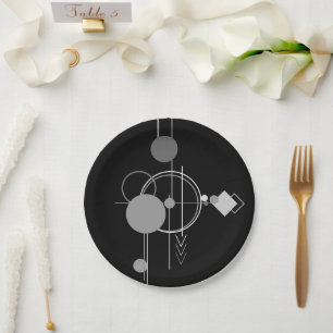 Tätowierungen Moderne Art Deco   Monochrome Minima Pappteller
