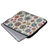 Tätowierungs-Art-Blumen-Gekritzel-Muster Laptopschutzhülle (Vorne Knopf)