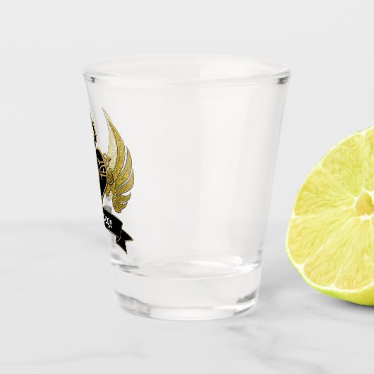 Tätowierungs-Art-Herz Wings Ihren Text Schnapsglas (Rechts)