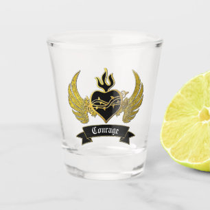 Tätowierungs-Art-Herz Wings Ihren Text Schnapsglas