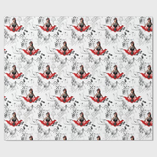 Tätowierungs-Button oben Geschenkpapier (Flach)