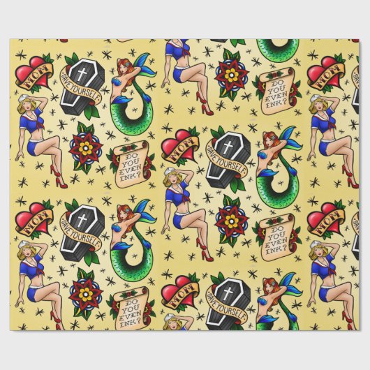 Tätowierungs-grelles Blatt-Packpapier Geschenkpapier (Flach)