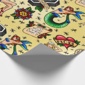 Tätowierungs-grelles Blatt-Packpapier Geschenkpapier (Ecke)