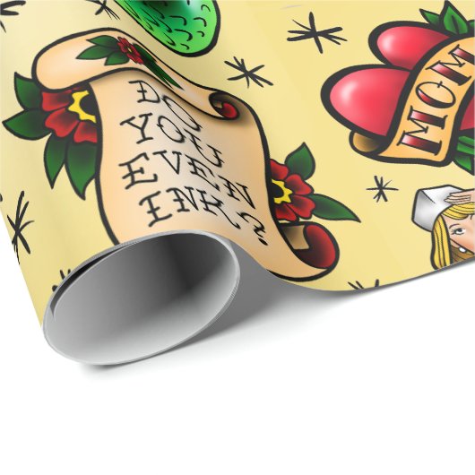 Tätowierungs-grelles Blatt-Packpapier Geschenkpapier (Rolleneckpunkt)