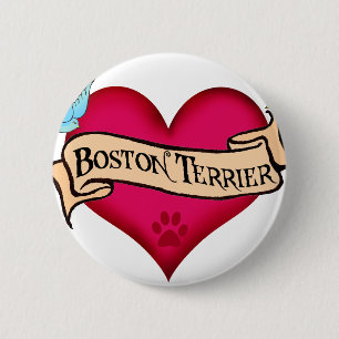 Tätowierungs-Herz Bostons Terrier Button