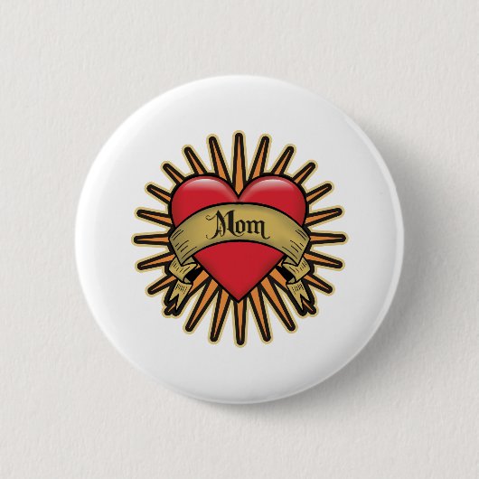 Tätowierungs-Herz-Mama Button (Vorderseite)