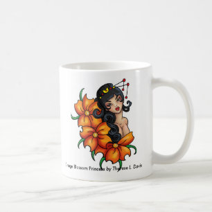 Tätowierungs-japanische orange Blüten-Prinzessin Kaffeetasse