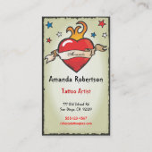 Tätowierungs-lodernde Herz-Visitenkarten Visitenkarte (Rückseite)