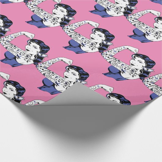 Tätowierungs-Mädchen-Arm herauf Thunder_Cove Geschenkpapier (Ecke)