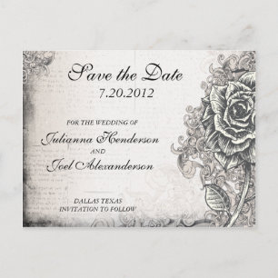 Tätowierungs-Rose Save the Date, die Postkarte