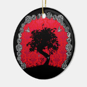 Tätowierungs-Rosen-Bonsais-Baum der Liebe-Schwalbe Keramik Ornament (Links)