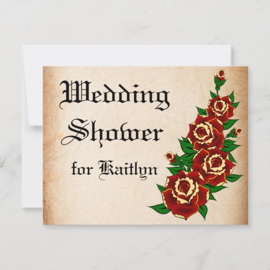 Tätowierungs-Rosen-Brautparty Einladung (Vorderseite)
