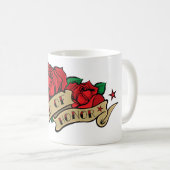 Tätowierungs-Rosen-Trauzeugin-Tasse Kaffeetasse (VorderseiteRechts)