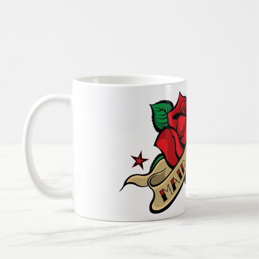 Tätowierungs-Rosen-Trauzeugin-Tasse Kaffeetasse (Links)