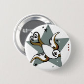 Tätowierungs-städtischer Schwalben-Vogel-Entwurf Button (Vorne & Hinten)
