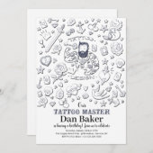 Tätowierungs-Vorlagengeburtstags-Einladung Einladung (Vorne/Hinten)
