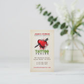 Tätowierungs-Wohnzimmer-Vintage Geschäfts-Karte Visitenkarte (Stehend Vorderseite)