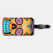 Tätowierungs-Zuckerschädel Gepäckanhänger (Rückseite horizontal)