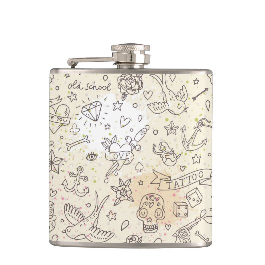 Tätowierungskonzeptmuster Flachmann (Vorderseite)