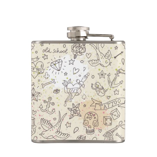 Tätowierungskonzeptmuster Flachmann (Rückseite)