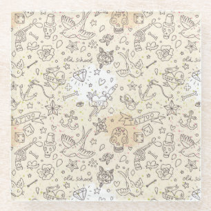 Tätowierungskonzeptmuster Glasuntersetzer