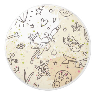 Tätowierungskonzeptmuster Keramikknauf