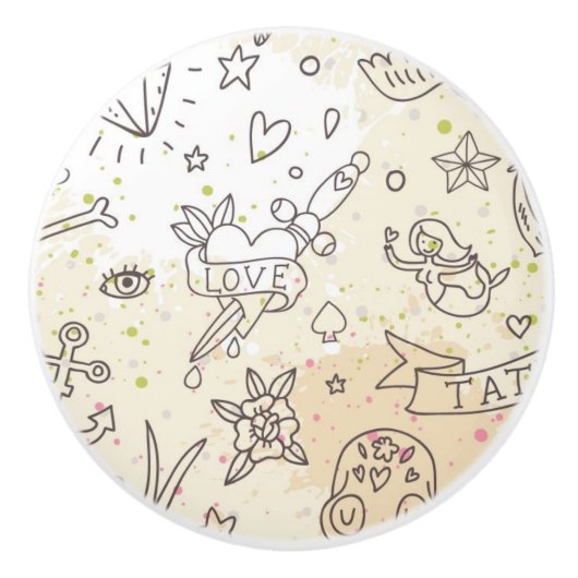 Tätowierungskonzeptmuster Keramikknauf (Vorderseite)