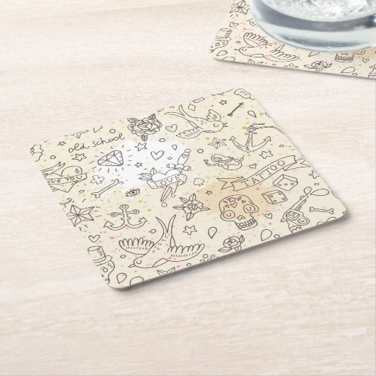 Tätowierungskonzeptmuster Rechteckiger Pappuntersetzer (angewinkelt)