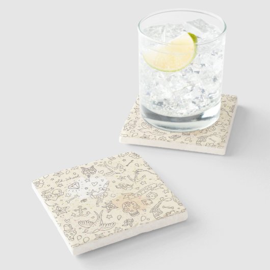 Tätowierungskonzeptmuster Steinuntersetzer (Seitenansicht)