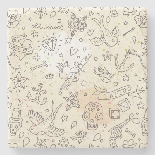 Tätowierungskonzeptmuster Steinuntersetzer (Vorderseite)