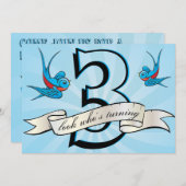 Tätowierungsschwalbenvogel scherzt ibirthay Party Einladung (Vorne/Hinten)