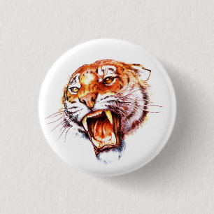 Tätowierungszeichen für Coolen Cartoon, Tigerkop Button
