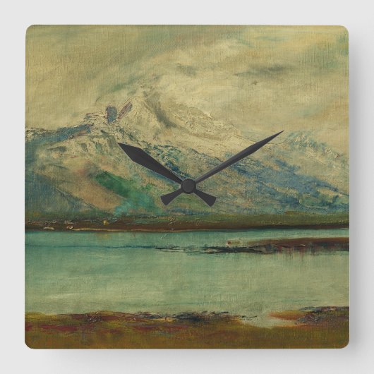 Tatra Mountain Landscape by Ladislav Mednyanszky Quadratische Wanduhr (Vorderseite)