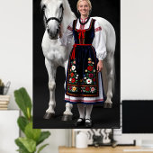 Tatra-Volk-Mädchen und Weißes Pferd Poster (Heimbüro)