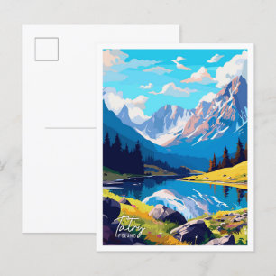 Tatry Poland Art Vintage Reise Illustration Postkarte