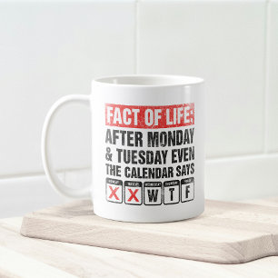 Tatsache des Lebens Kalender sagt WTF Humor Kaffeetasse