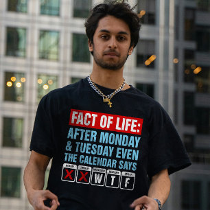 Tatsache des Lebens Kalender sagt WTF Humor T-Shirt