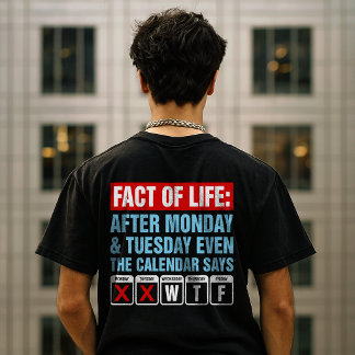 Tatsache des Lebens Kalender sagt WTF Humor T-Shirt