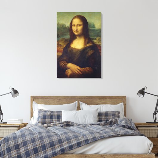 Tatsächliche Größe des Gemäldes von Mona Lisa in L Leinwanddruck (Insitu (Schlafzimmer))