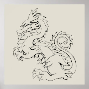 Tatsu Asiatische Drachen sind Fantasie-Mythologisc Poster