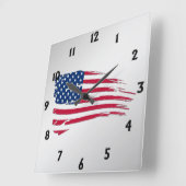 Tattered American Flag Quadratische Wanduhr (Winkel)