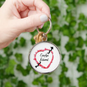 Tattered Edge Red Heart Outline Arrow Template Schlüsselanhänger (Hand)