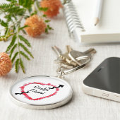 Tattered Edge Red Heart Outline Arrow Template Schlüsselanhänger (Seite)