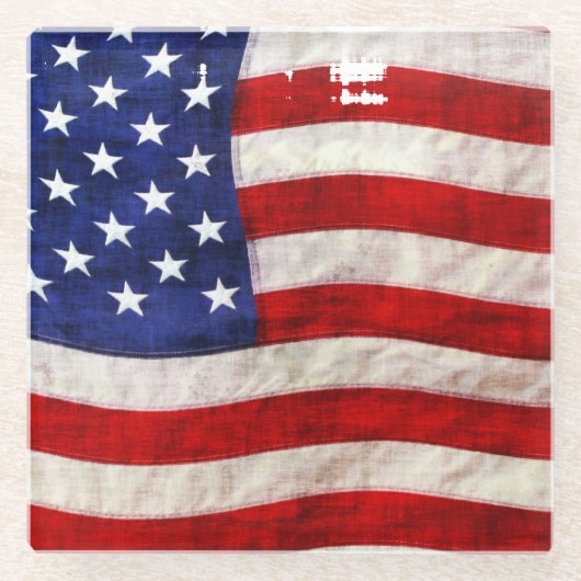 Tattered Grunge Patriotic USA Flag Glasuntersetzer (Vorderseite)